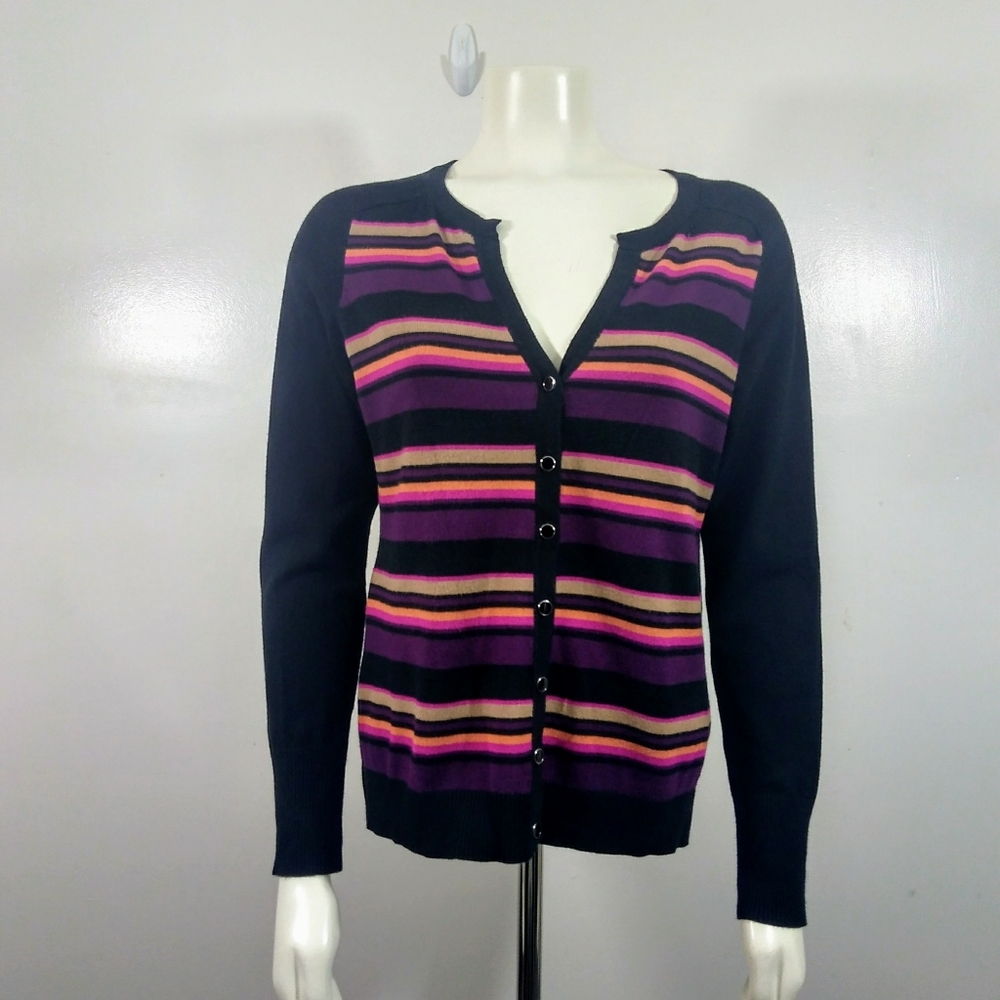 Grace Black & Purple Open Collar Cardigan